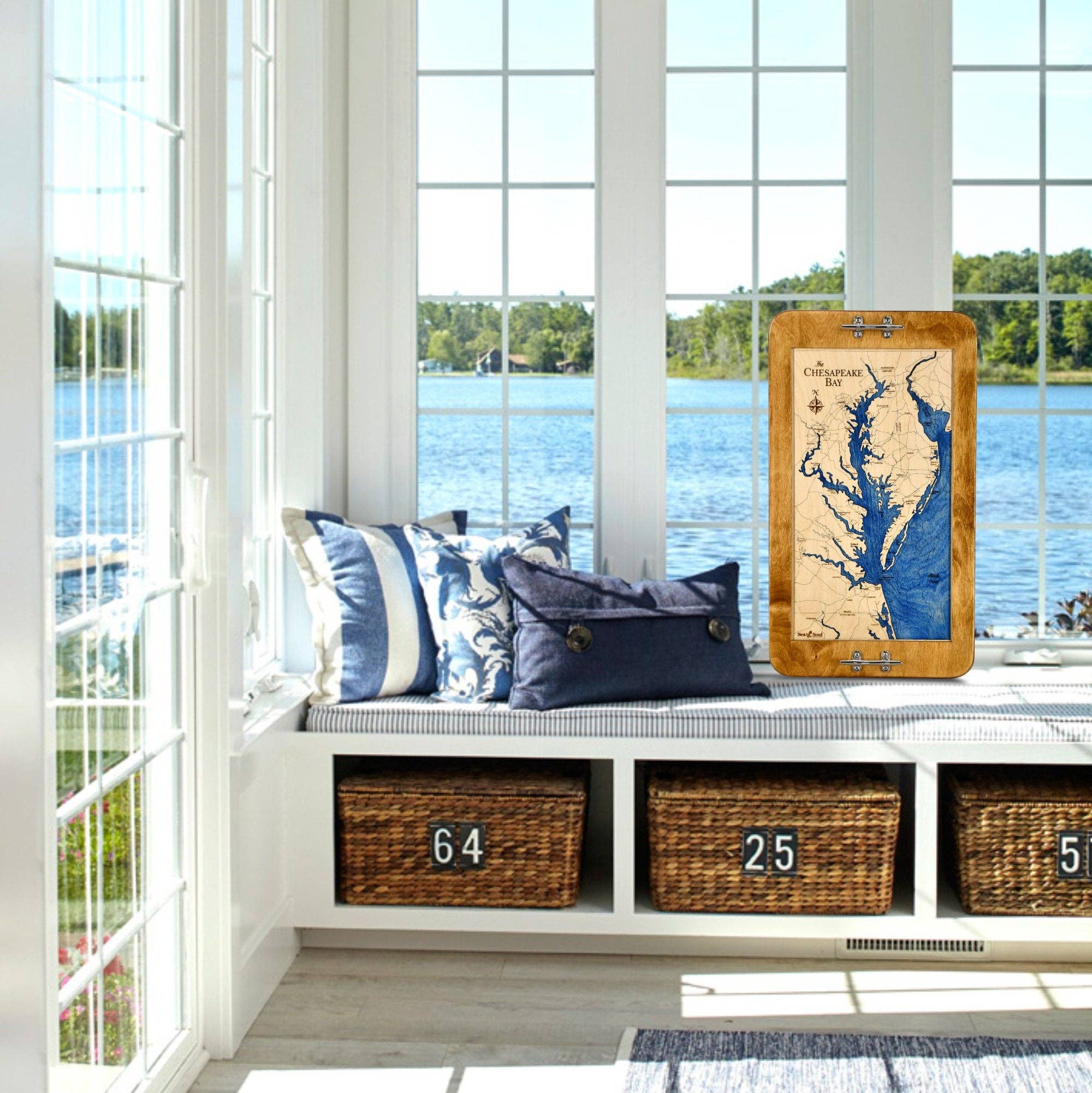 Sea & Soul Nautical Chart Art – Großhandel Serviertabletts – Chesapeake Bay 3D Seekarte Wandkunst & Serviertablett5