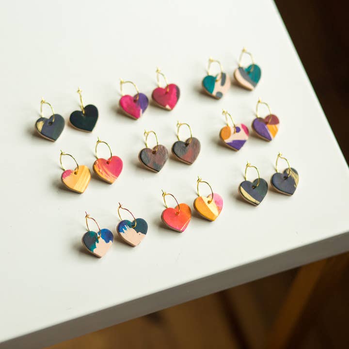 Heart Hoop Earrings - Multiple Colours for wholesale by Tori Lo Designs