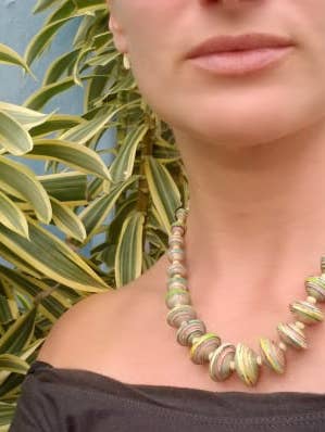 KC - hand rolled paper bead choker with stainless clasp for wholesale by Lumago Designs