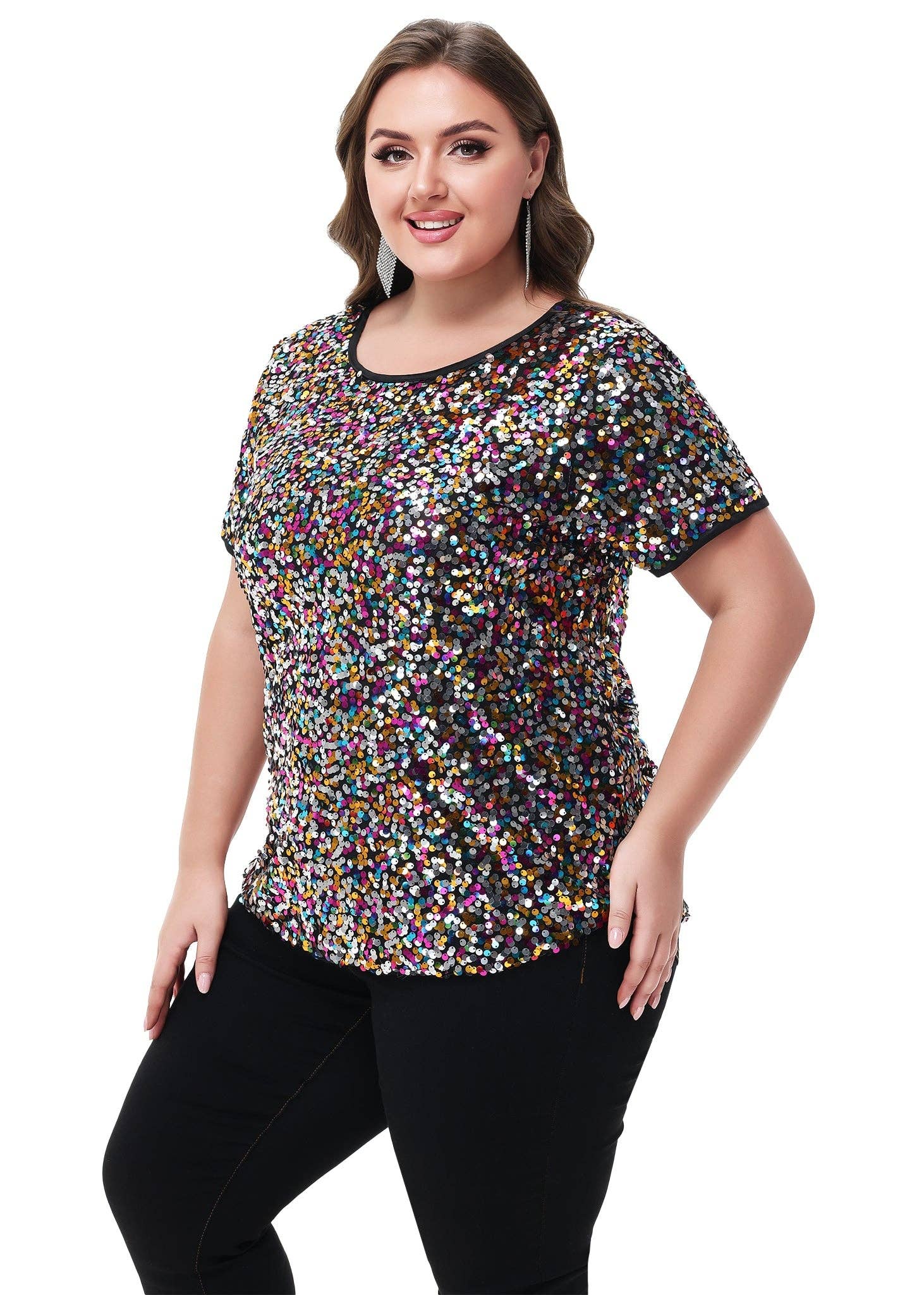 Anna Kaci Wholesale - Wholesale Blouse - Women's - Sequin Tops Plus Size Sparkle Glitter Party Blouse30
