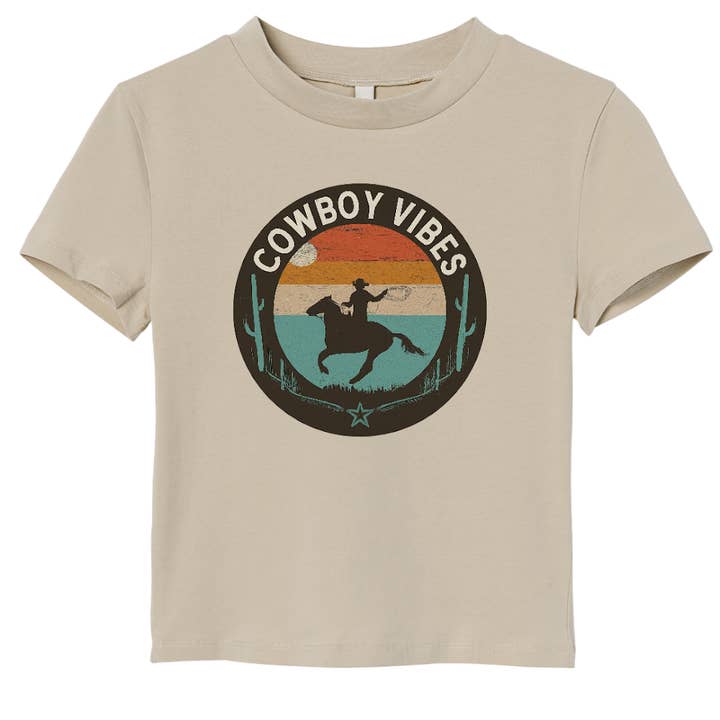 Vintage Cowboy Vibes Boys T shirt for wholesale by Rowdie Rudie Boys Boutique Wholesale
