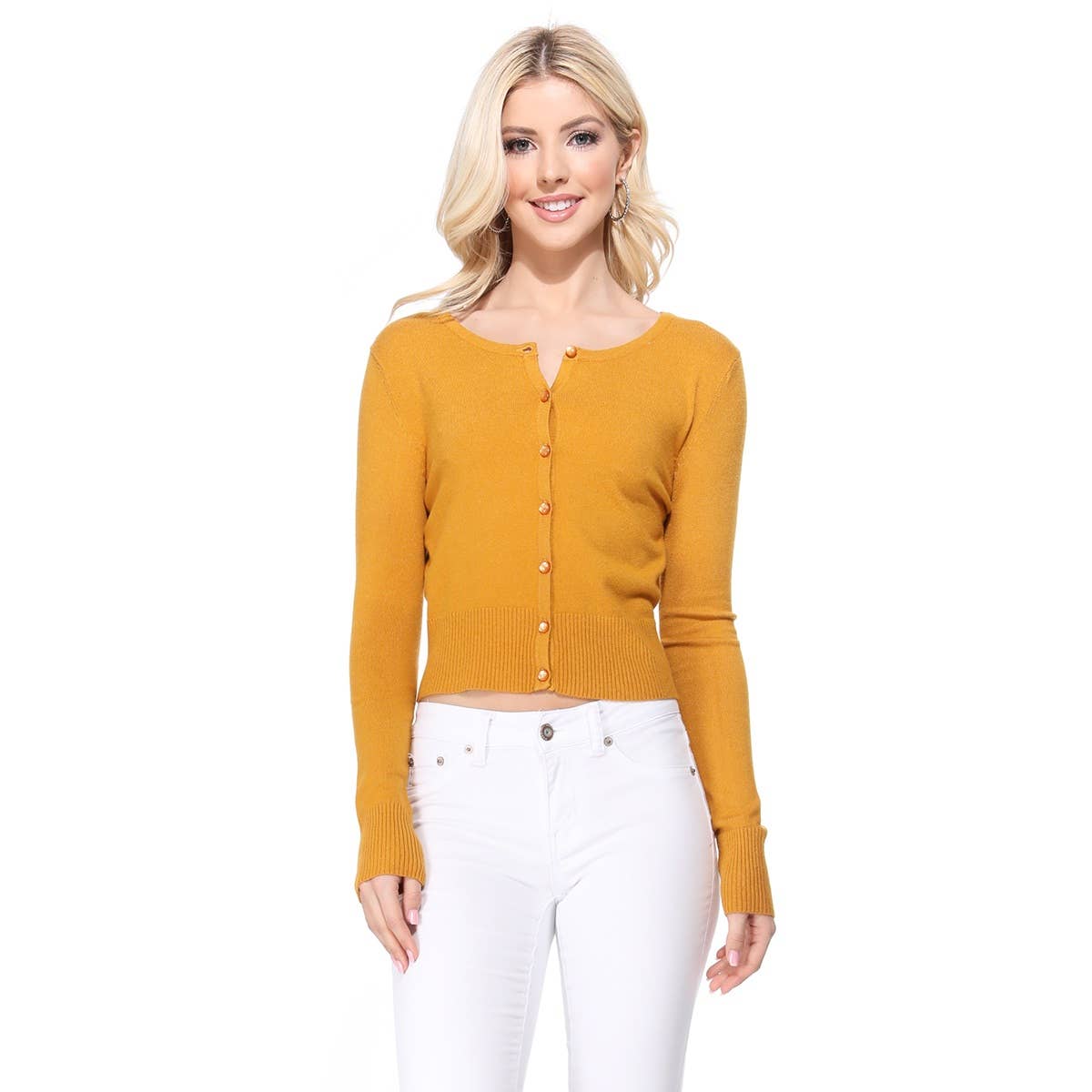 Mak – Großhandel Strickjacke – Damen – Mak Kurz geschnittener Langarm-Pullover mit Rundhalsausschnitt MK55027