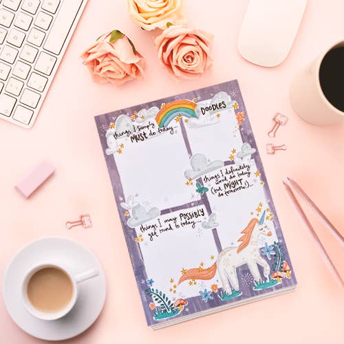 Unicorn And Rainbows A5 Notepad for wholesale by The Persnickety Co
