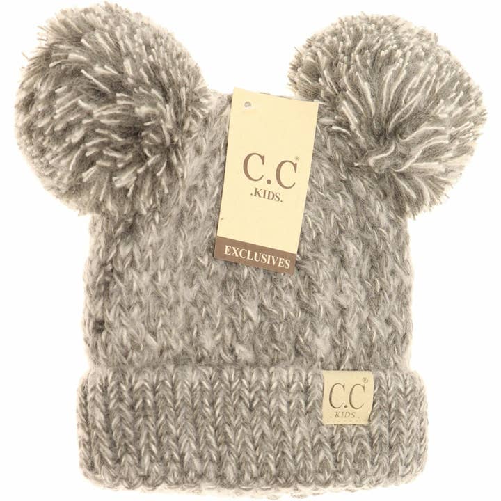 C.C Beanie - Wholesale Beanie - Kids - Kids Multi Tone Double Pom CC Beanie5