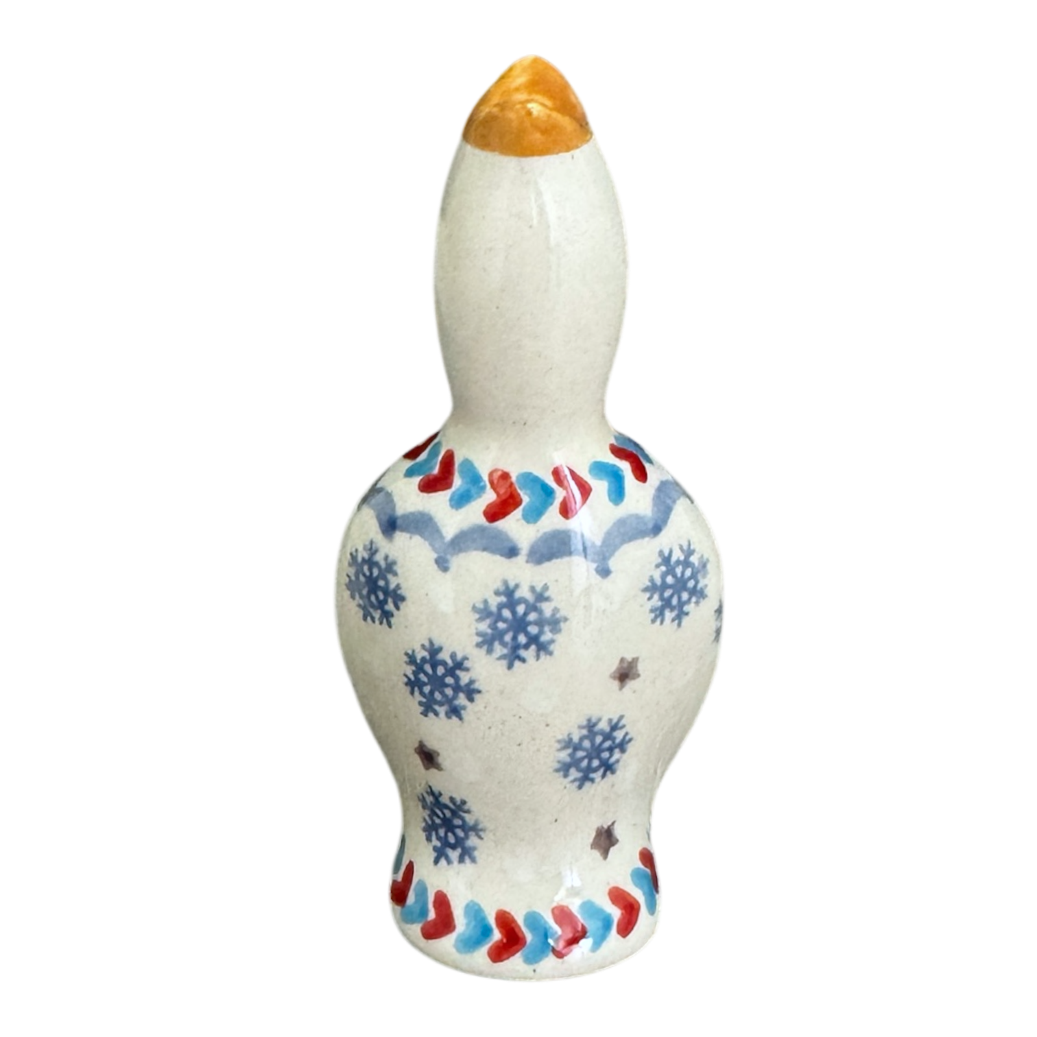 Polish Pottery Outlet - Wholesale Decorative Tabletop Object - Pie Bird, 4", Manufaktura, (P189) in "Snowflake Love" by Manufaktura | P189U-PS011