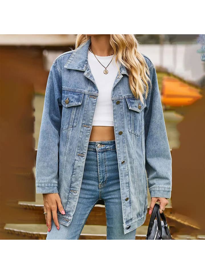 Lily Clothing - Wholesale Denim Jacket - Women's - CWJJ0062_WOMEN OVERSIZED BUTTON UP DANDY DENIM JACKET