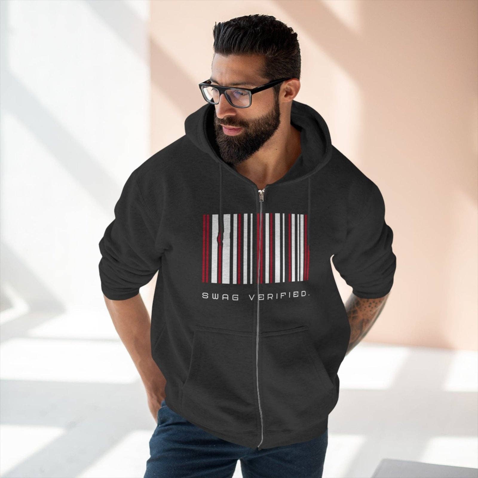 Ohhh So Swag - Wholesale Hoodie - Unisex - Swag Verified. Barcode Unisex Premium Full Zip Hoodie | US24