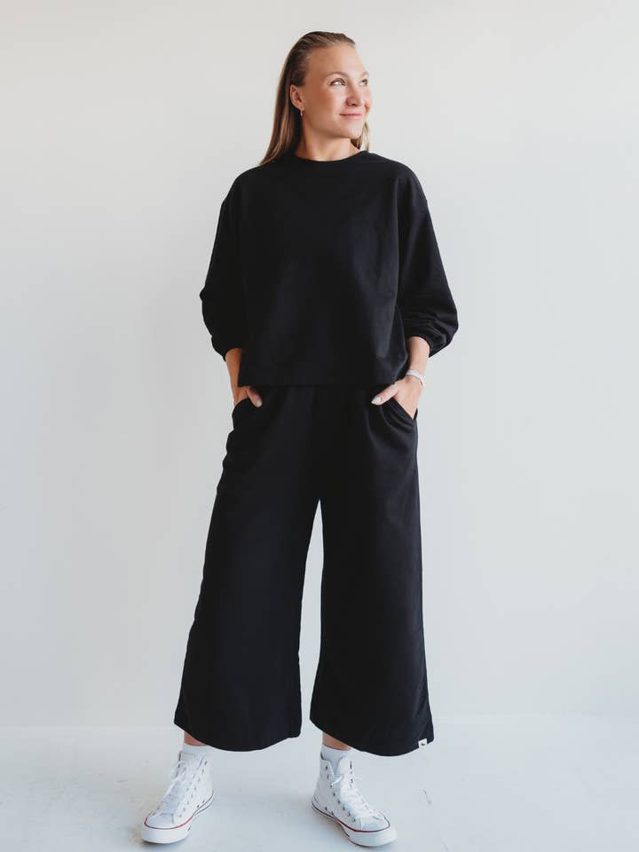Noor Black Wide Leg Trousers for wholesale by Turtledove London