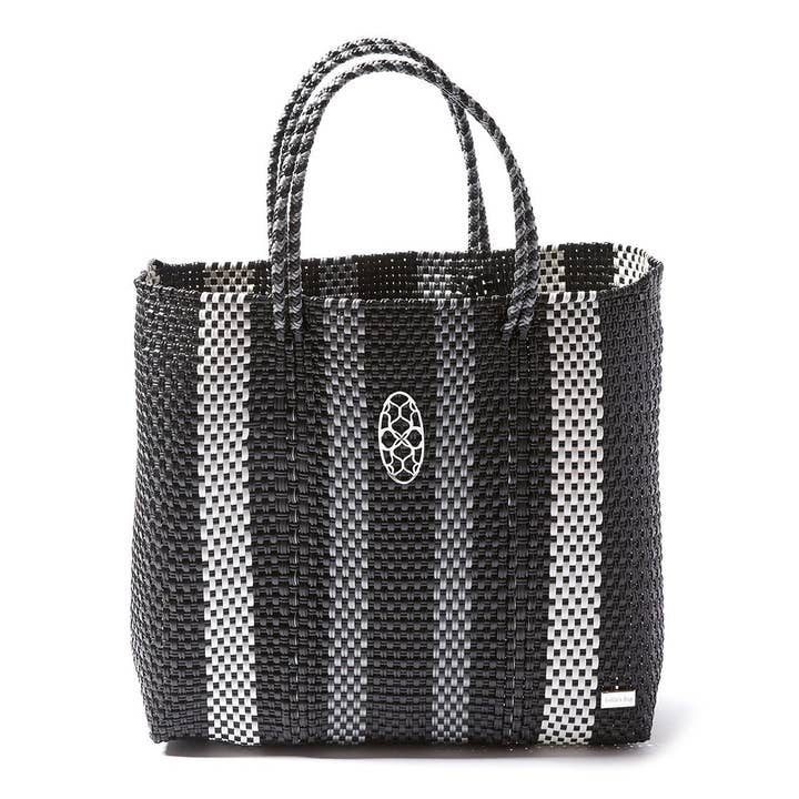 TOTE BAG MEDIA A RIGHE NERE per la vendita all'ingrosso da parte di Lola's Bag by Georgina Herrera