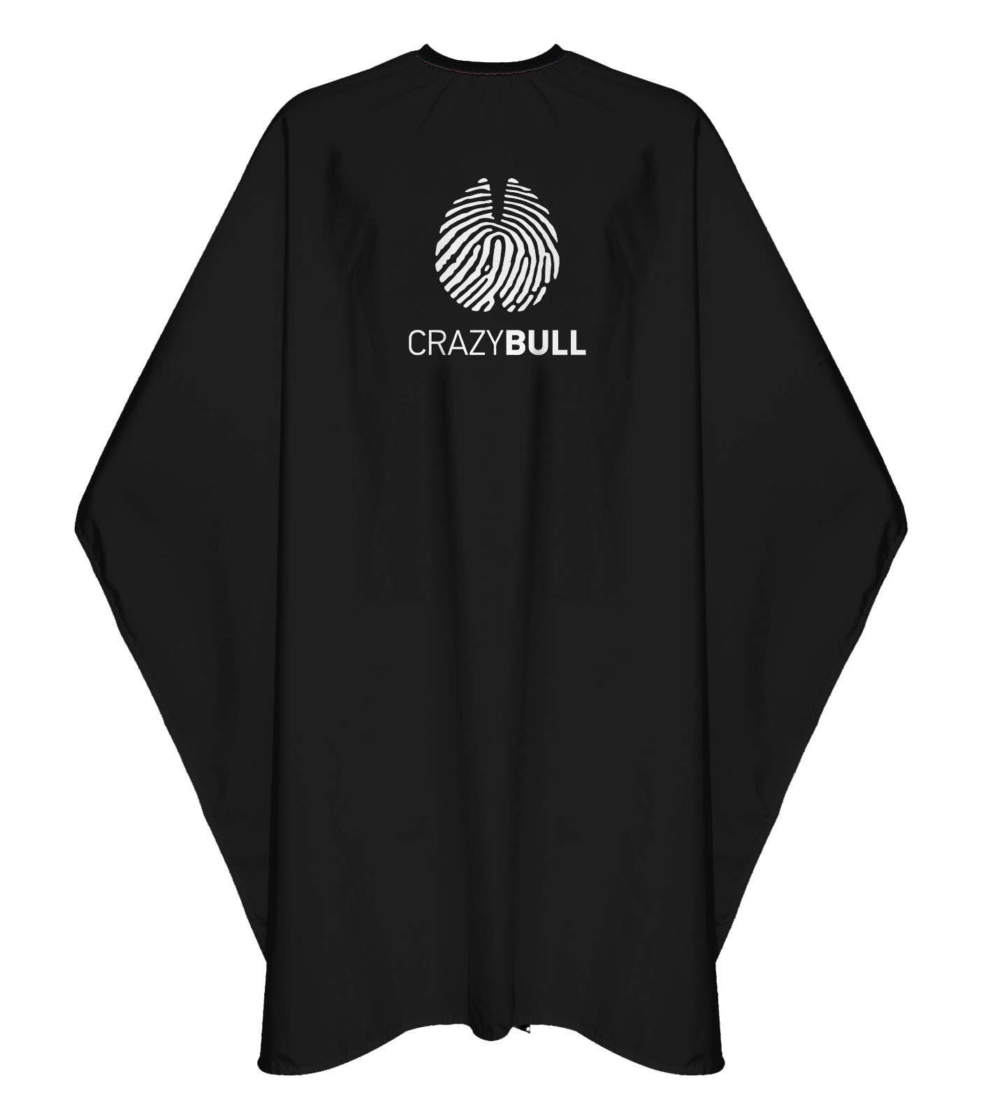 CRAZY BULL HAIR PRODUCTS - Wholesale Hair Towel/Wrap - Crazy Bull "The Classic" Barber Cape – Black & White Logo0
