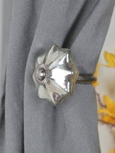 Mercury Glass Design Flower Shape Handmade Decorative Curtain Tie Back Hook Bathroom Towel Hook Antique Hook (Set of 2) for wholesale by KNOBCO