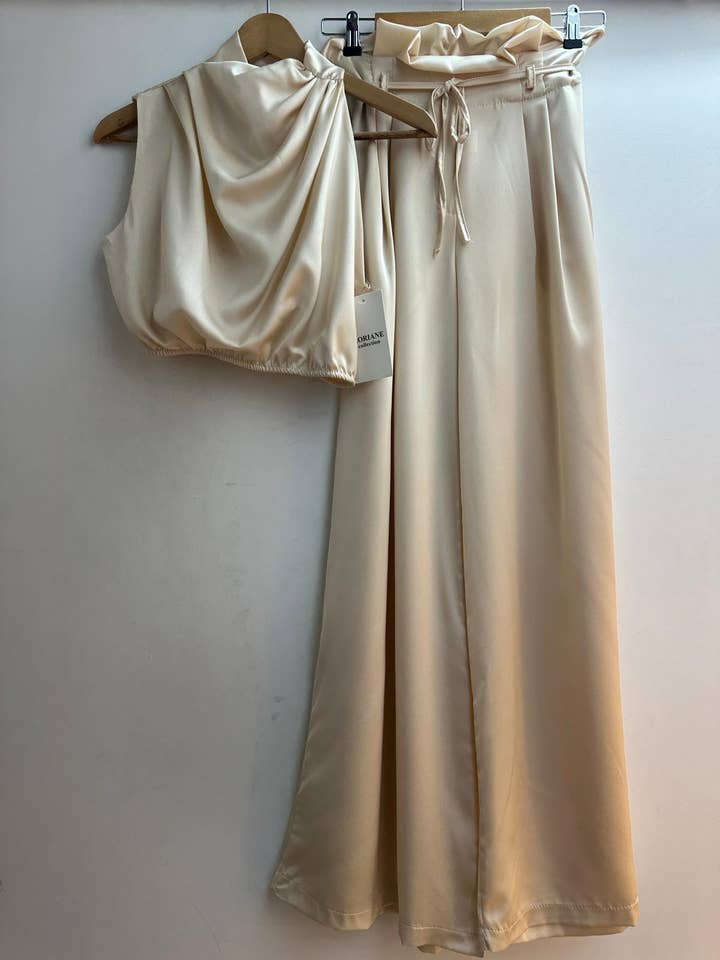 LORIANE - Vente Ensemble haut et pantalon (PAS d'intérieur) - Femme - 9982 Ensemble crop top et pantalon uni