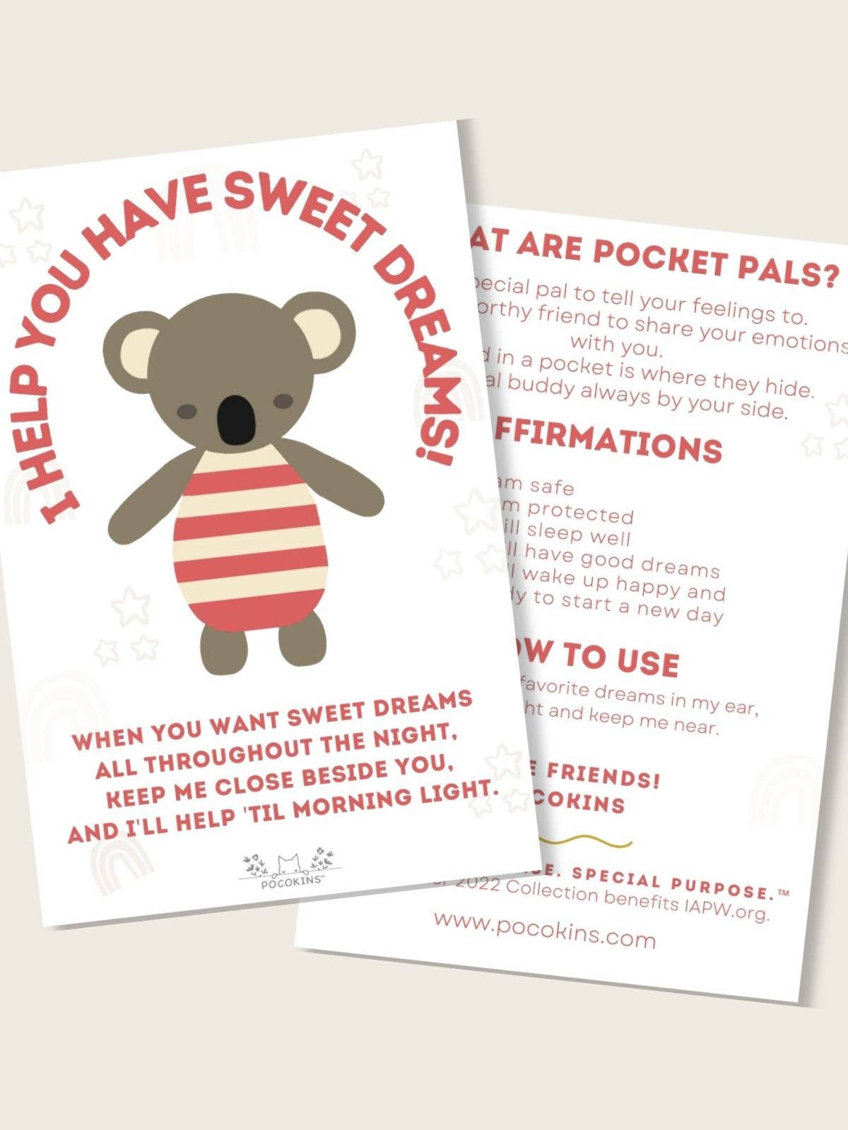 PocoKins - Wholesale Stuffed/Plush Toy - Kids & Baby - 5” Pocket Pal - Dot the Koala (SWEET DREAMS)1