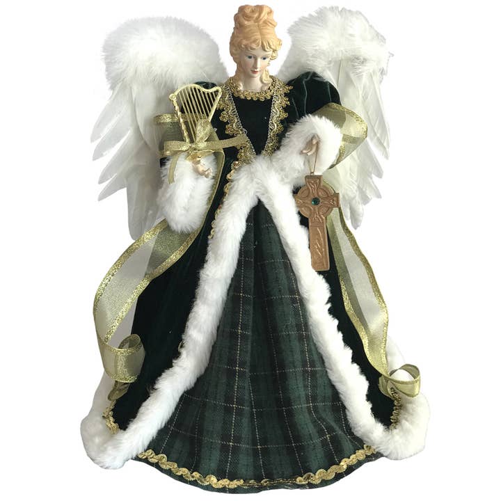 Santa’s Workshop Inc. - Wholesale Tree Topper - 16" Irish Angel Tree Topper