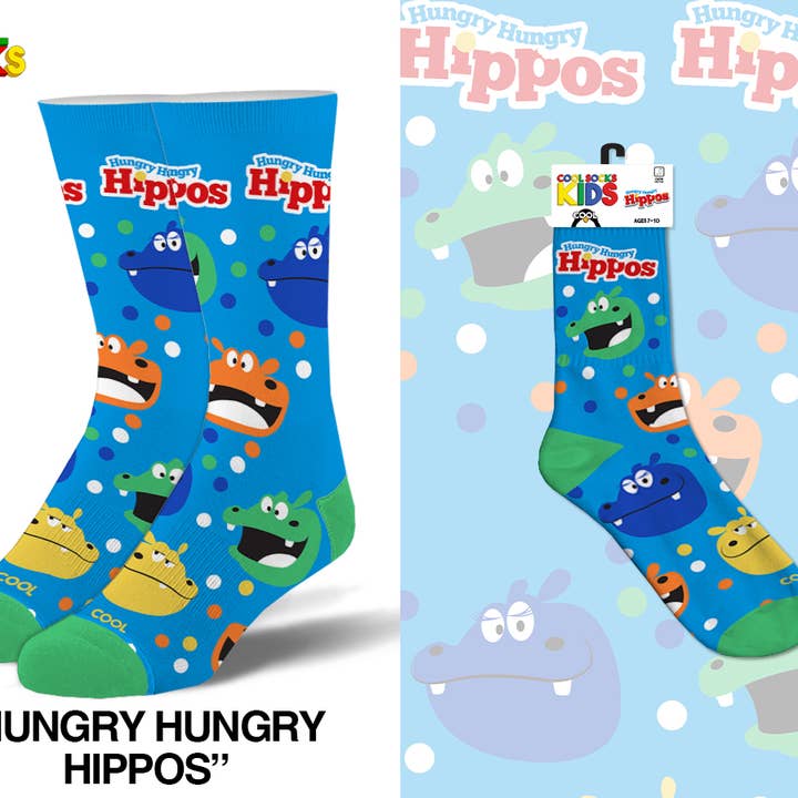 Hungry Hungry Hippos - Kids 7-10 Crew for wholesale by Cool Socks