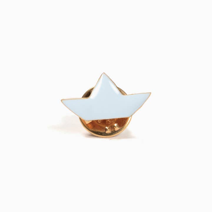 ATKINS paper boat enamel pin for wholesale by Titlee