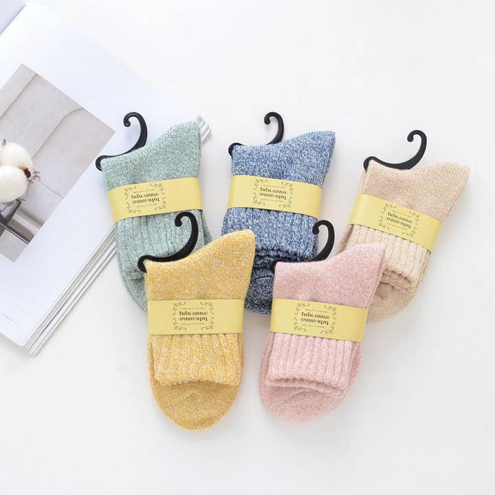 ACCITY - Wholesale Socks - Women's - WINTER COLOR MATCHING 5 PAIRS OF SOCKS PER PACK_CWMS07026