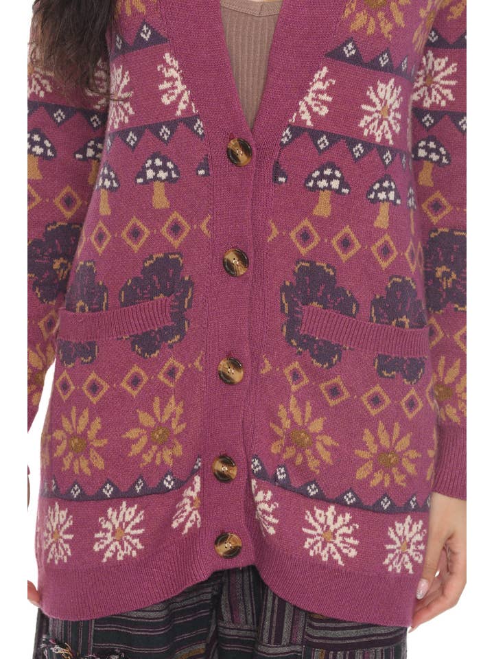 Lakhays Collection Inc. - Wholesale Cardigan - Women's - Fair Isle Mushroom Cardigan5