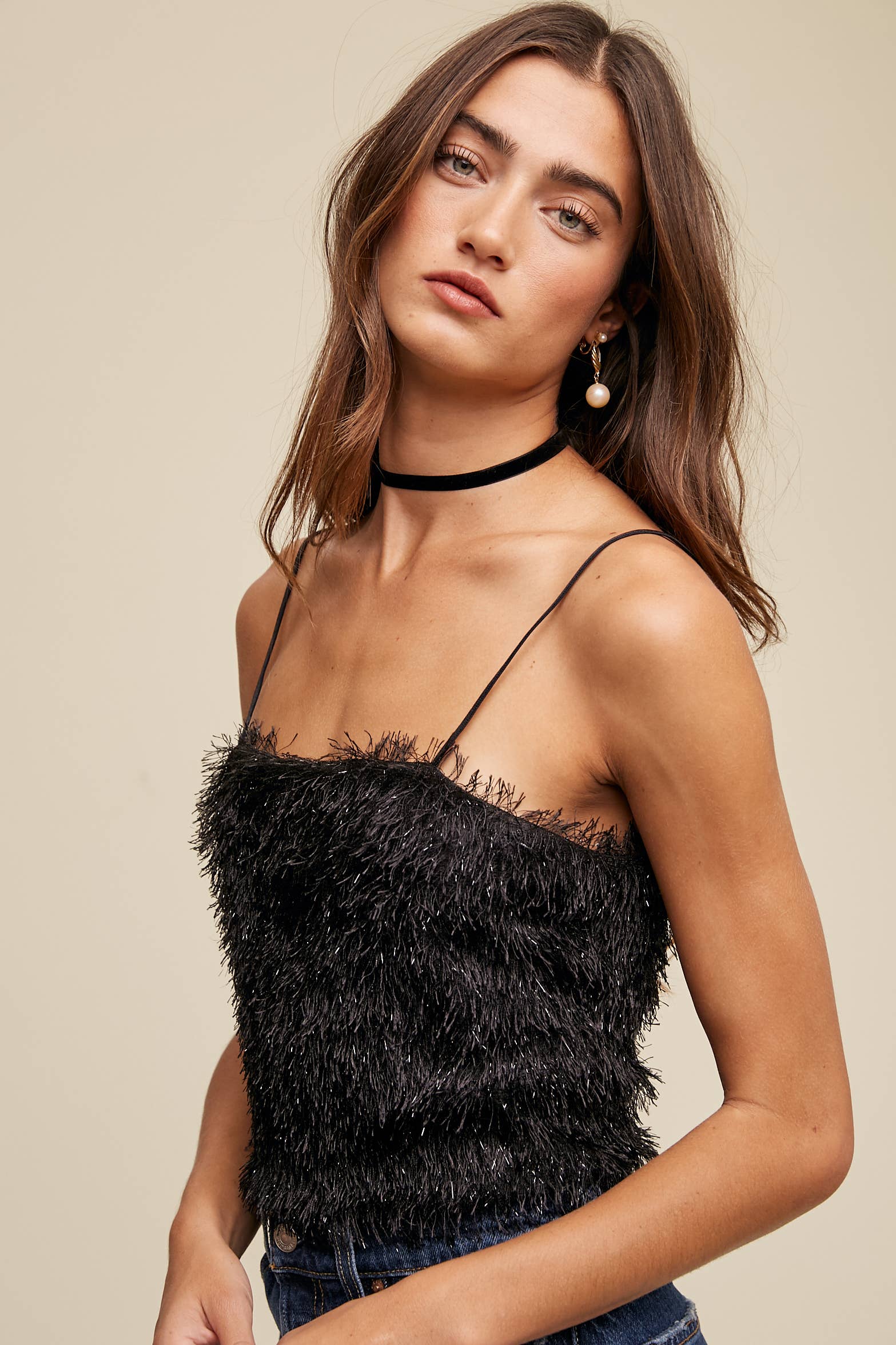 Listicle - Wholesale Camisole - Women's - Metallic Eyelash Knit Cami Top LT131529