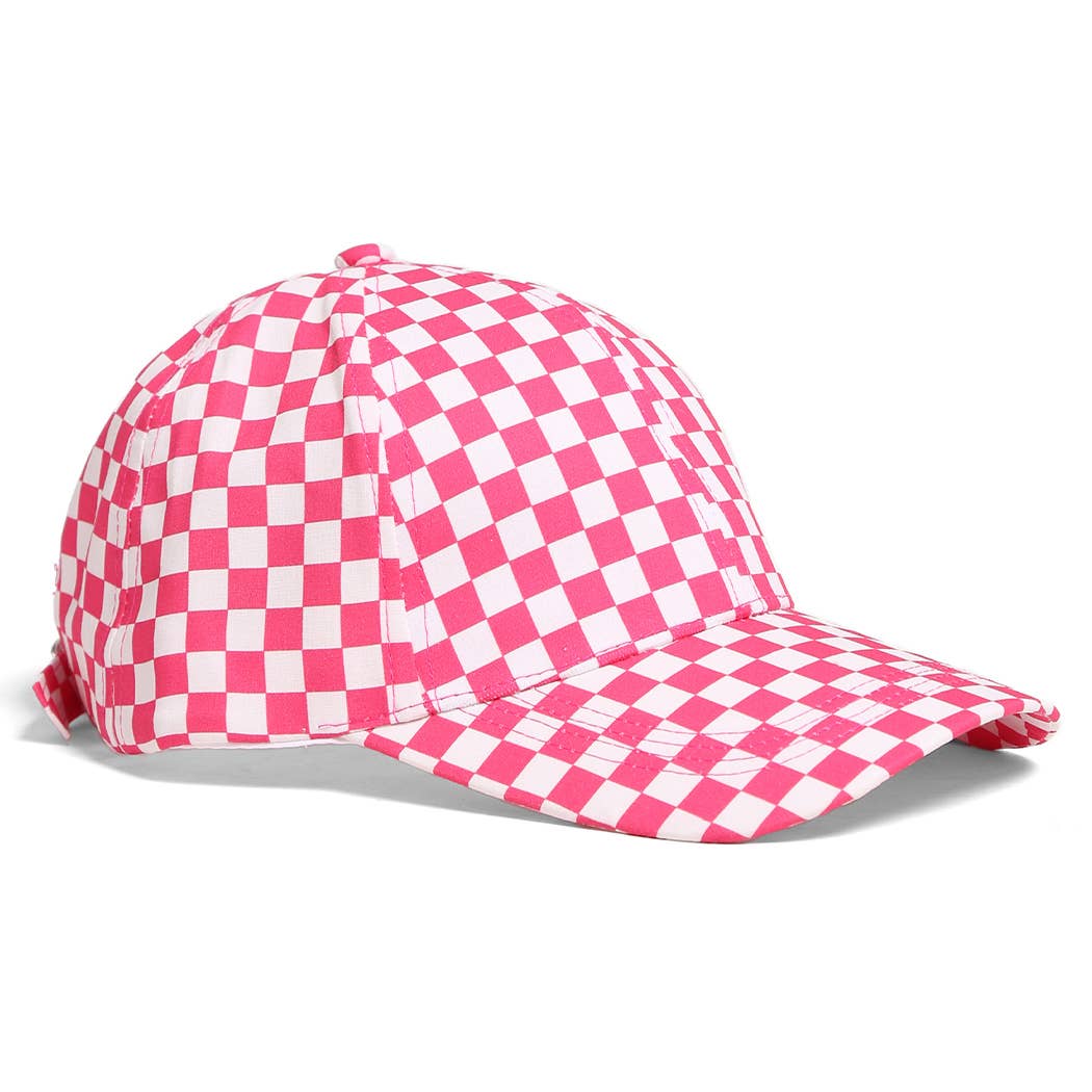 Fashion City - Wholesale Baseball Cap - Women's - Checkerboard Pattern Print Cotton Baseball Cap9