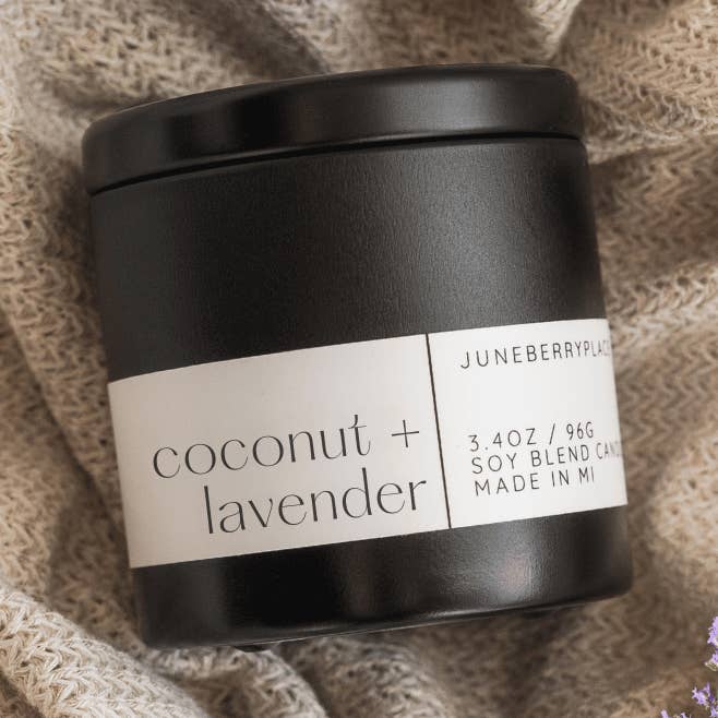 Coconut + Lavender Mini Candle, Luxury Spa Scent 25hr burn for wholesale by juneberryplace home fragrances - Candles, Diffusers & Sprays