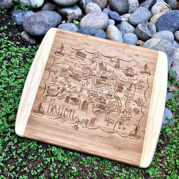 Cartella Boston MA Map in bambù (piccola) per la vendita all'ingrosso da parte di Gooseberry Designs