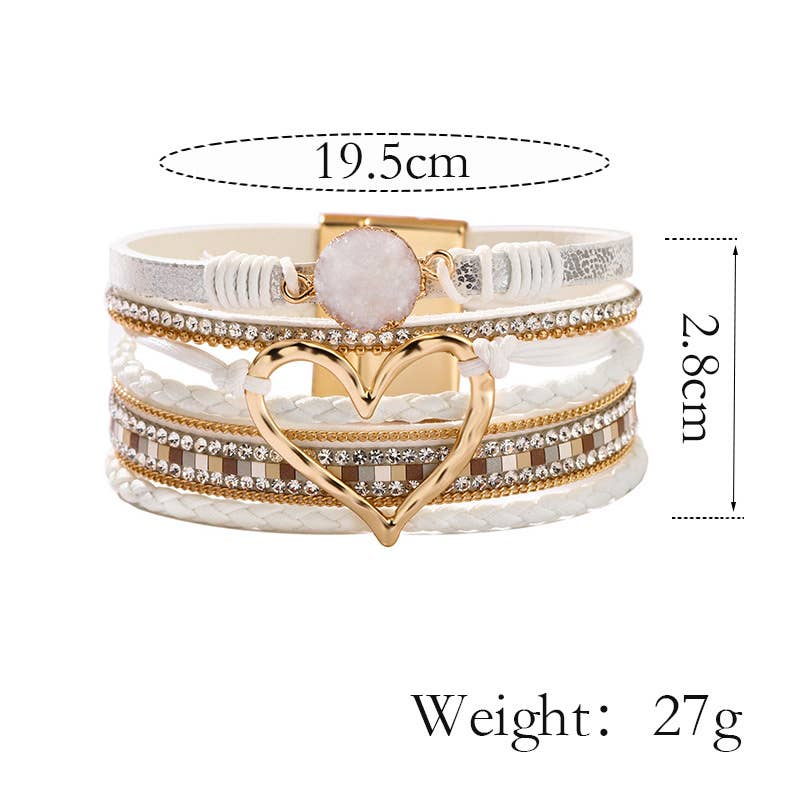 Lovesoft - Wholesale Jewelry Set - Bohemian Heart Buckle Bracelet | Rhinestone Magnetic14