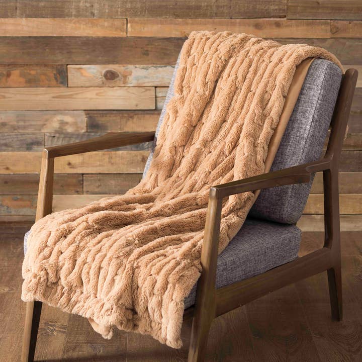 Peking Handicraft - Wholesale Throw Blanket - Faux Fur Throw - Camel by Laurel & Mayfair