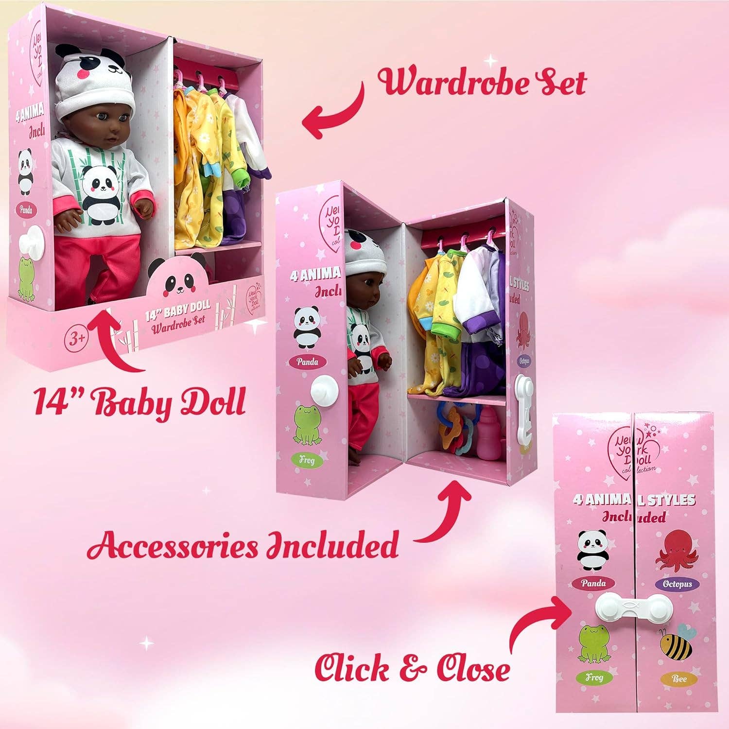 The New York Doll Collection - Wholesale Doll Accessory Kit - Kids - 14 Inch Baby Doll Play Set Wardrobe Closet7