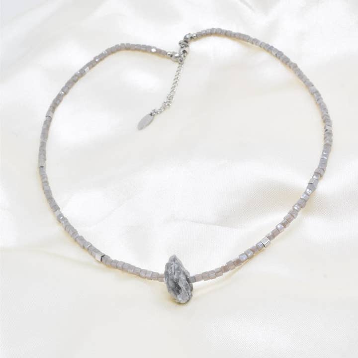 Stainless steel stone necklace - BJ210258AR-GR for wholesale by Kapyco