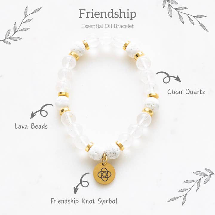 Something Different Wholesale - Venta al por mayor Pulseras de aromaterapia - Pulsera Friendship de aceite esencial de cuarzo transparente