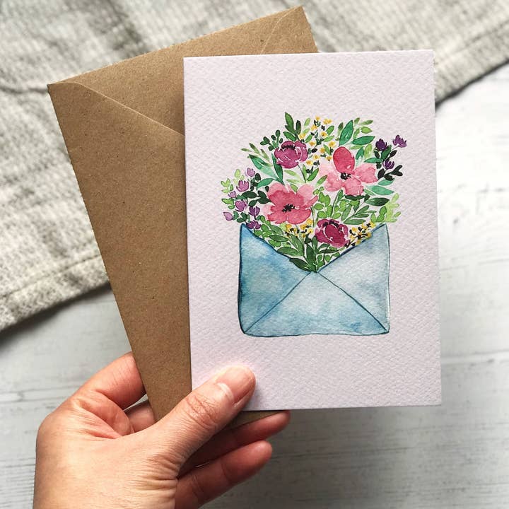 Designbyting – Engroshandel Fødselsdagskort – Konvolut af blomsterkort - Fødselsdag - Bryllup - Alle lejligheder