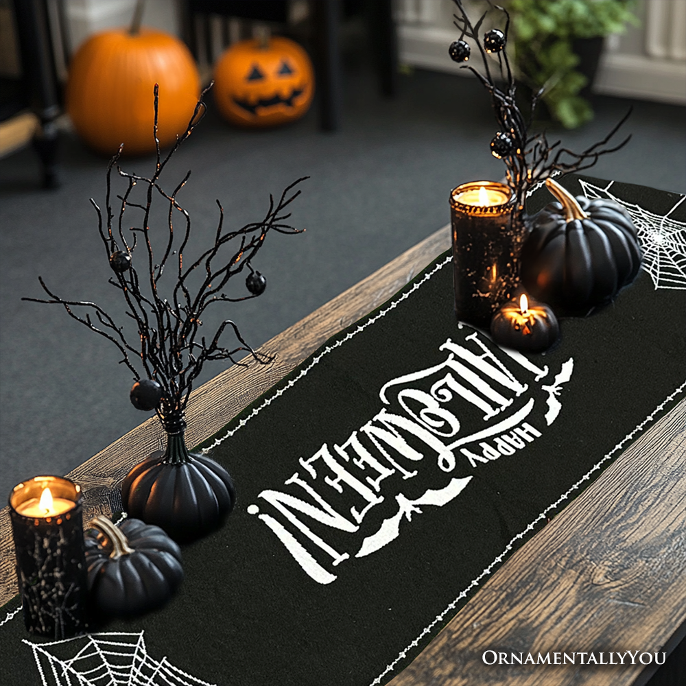 OrnamentallyYou - Wholesale Table Runner - Haunted Horrors 72" Table Runner, Jacquard Halloween Decor3