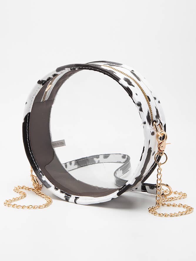 Solid Color Trim Clear Round Crossbody Bag for wholesale by Hana