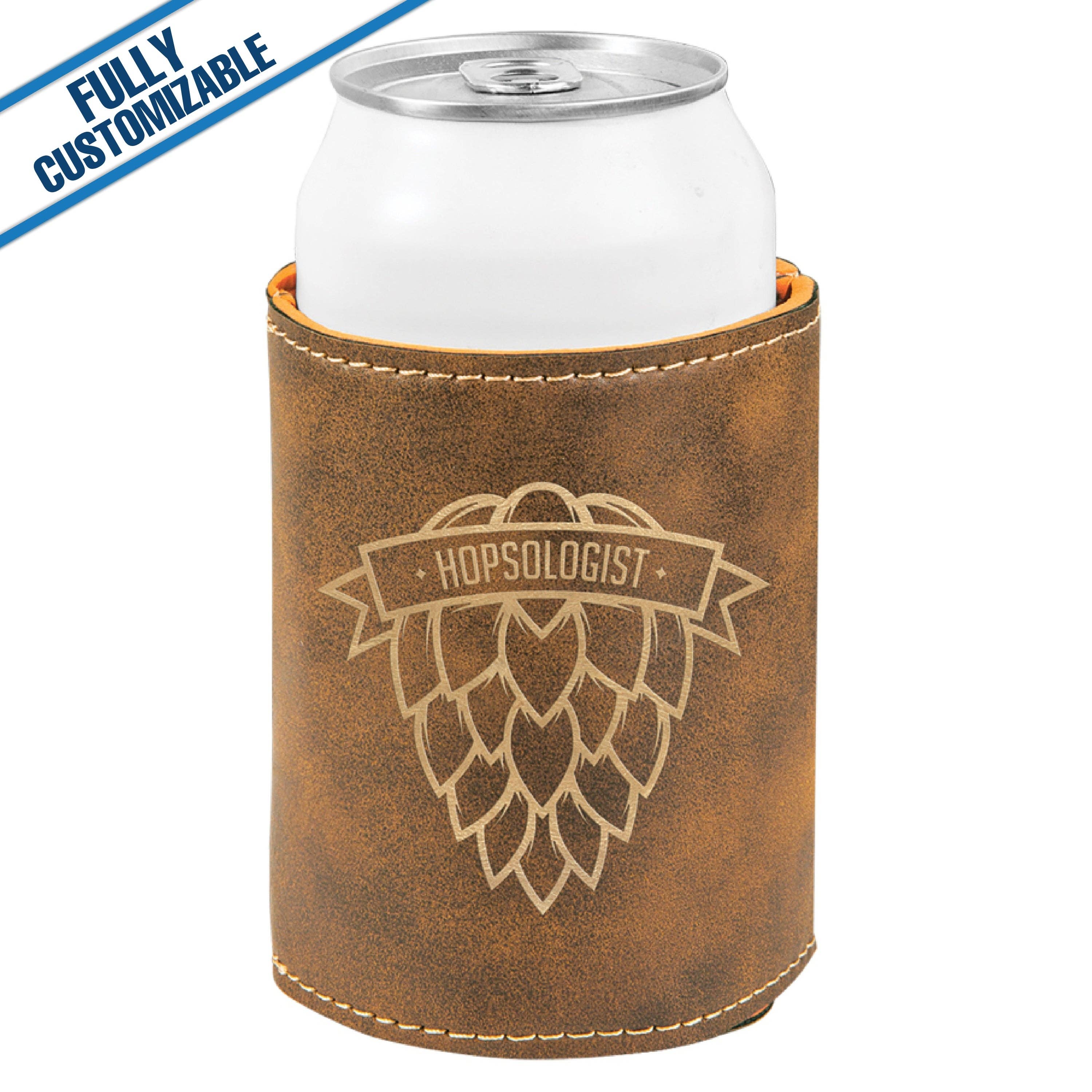 GiftWorksPlus - Vente Housses de boisson - 12 oz. Porte-boisson en similicuir gravé personnalisable9