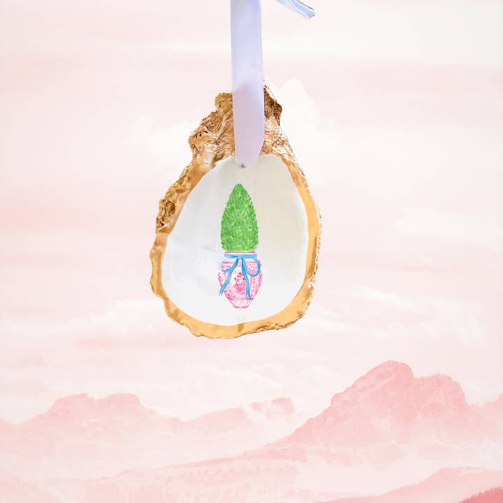 Adorno de concha de ostra en tarro de chinoiserie rosa primaveral para venta al por mayor de Willett and Co