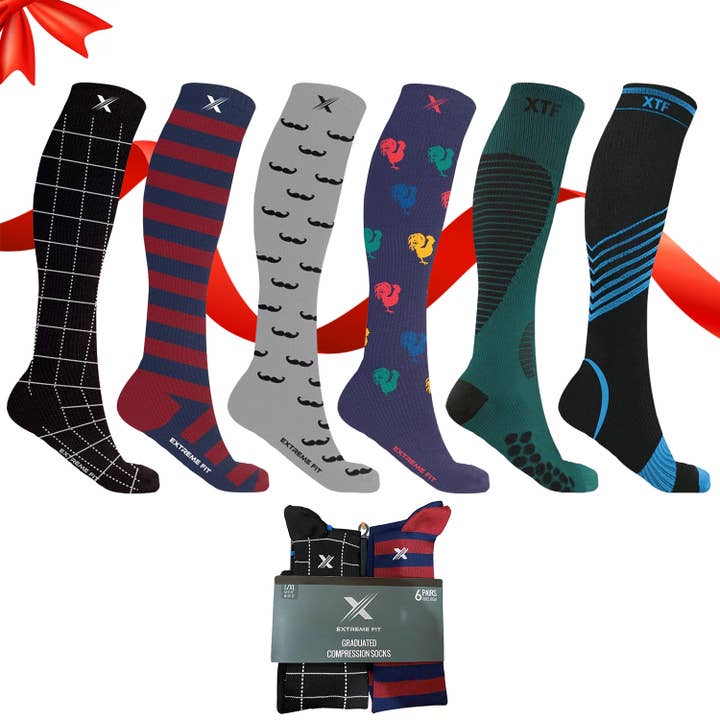 CALZINI ANTIDOLORIFICI DA UOMO, 6 PAIA CONFEZIONATI INSIEME per la vendita all'ingrosso da parte di The American Gift Company (TAGCO)