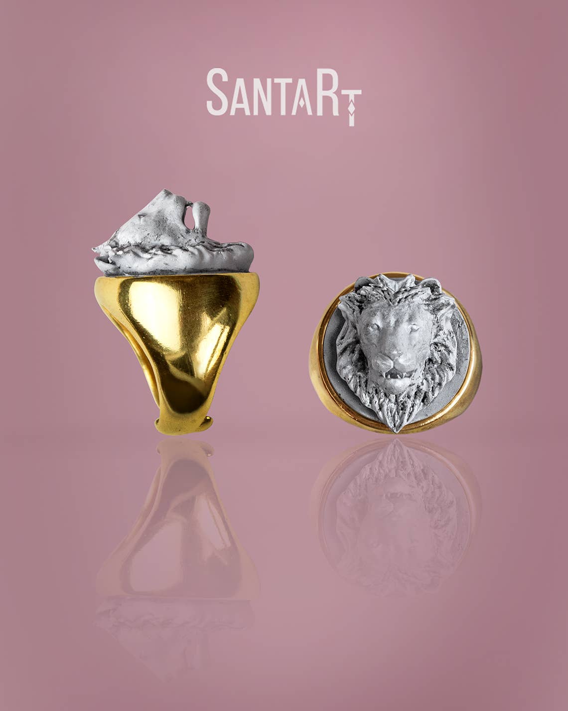 Santart – Anel de cocktail/declaração por atacado – Anel Leão