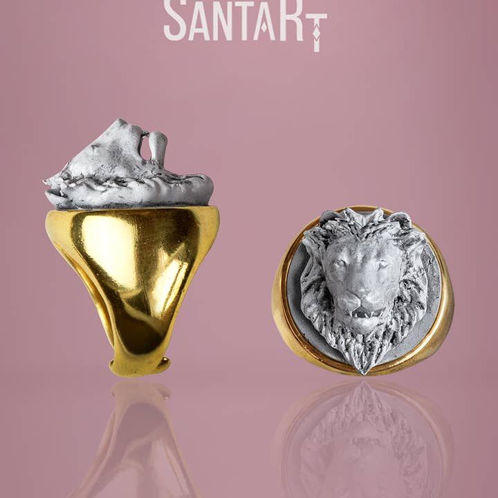 Santart – Anel de cocktail/declaração por atacado – Anel Leão0