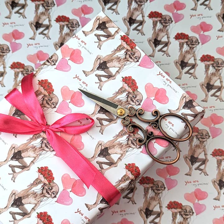 Hes Designs - Wholesale Flat Wrap - Funny Valentine Gollum wrapping paper, LOTR gift wrap