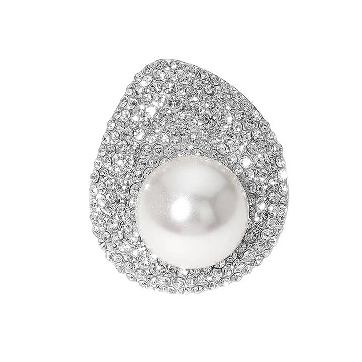 Sensibling Corp. - Wholesale Cocktail/Statement Ring - Pearl Stone Paved Stretch Ring
6