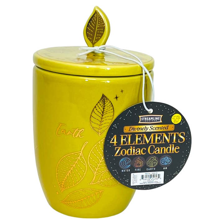 Four Elements Zodiac Candle - Earth (Yellow) for wholesale by Streamline