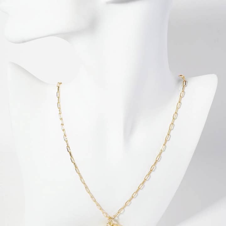 Wild Honey - Wholesale Pendant/Charm Necklace - 18K-Gold-Dipped 25mm Hollow Puffy Heart Pendant 18-inch Necklace1