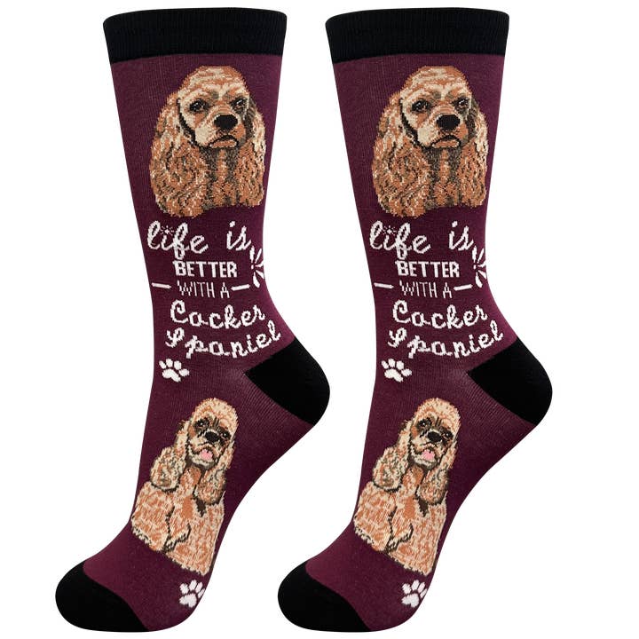 E&S Pets - Wholesale Socks - Unisex - Cocker Spaniel Dog Socks - Fun Novelty Crew Socks - Unisex