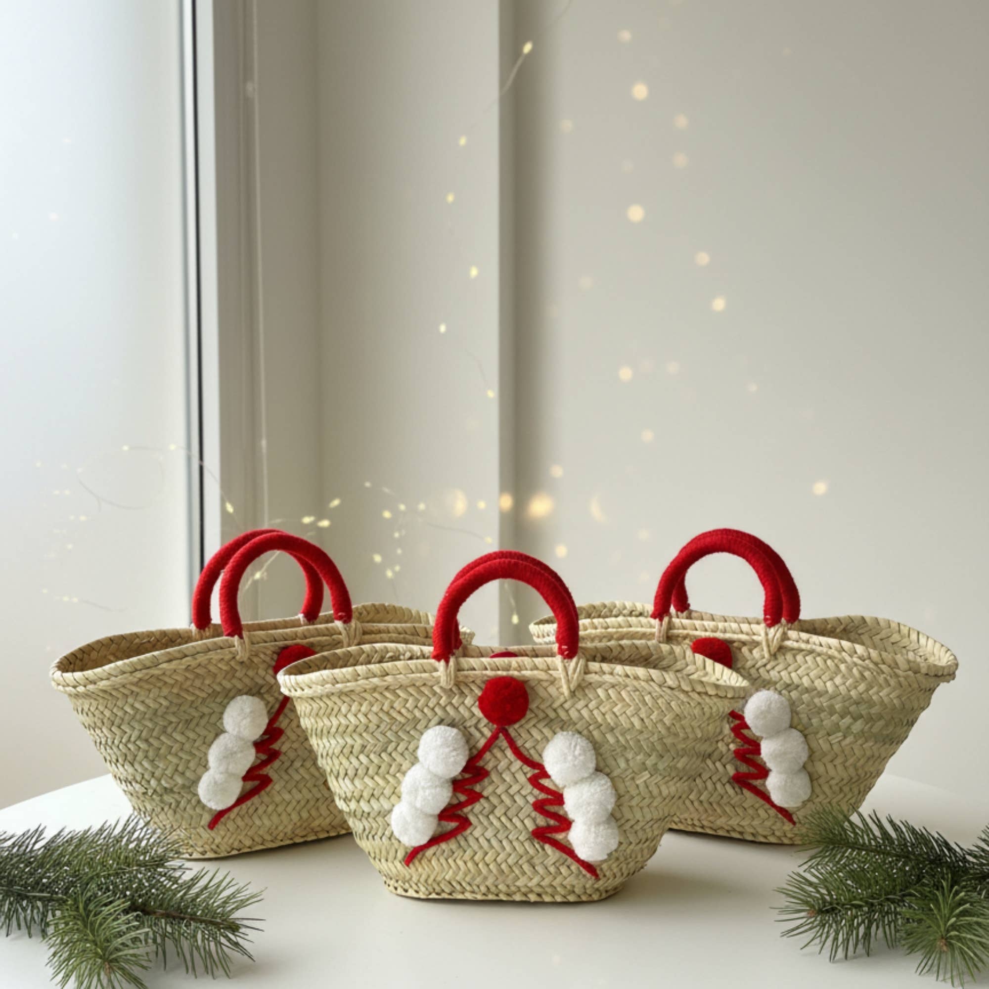 Melecraft – Großhandel Weihnachtsschmuck – Weihnachtsdekor-Korb – Geflochtene Palmblatt-Tasche9