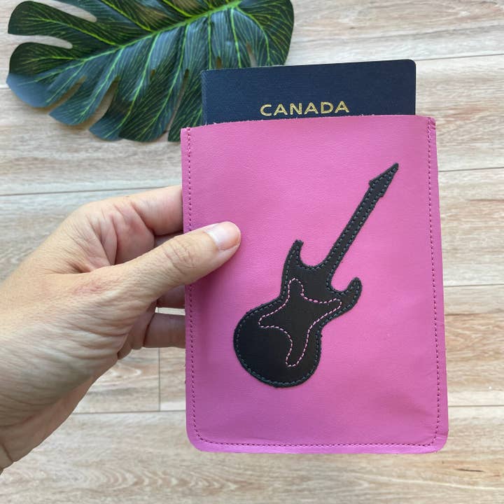Guitar Passport Case, Sleeve Style, Fits USA or Canada for wholesale by Mally Designs