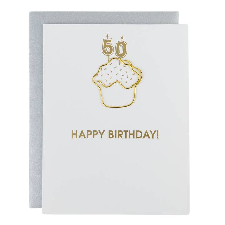 Happy Birthday Candles 50 - Milestone Birthday- Cupcake Paperclip Card for wholesale by Chez Gagné