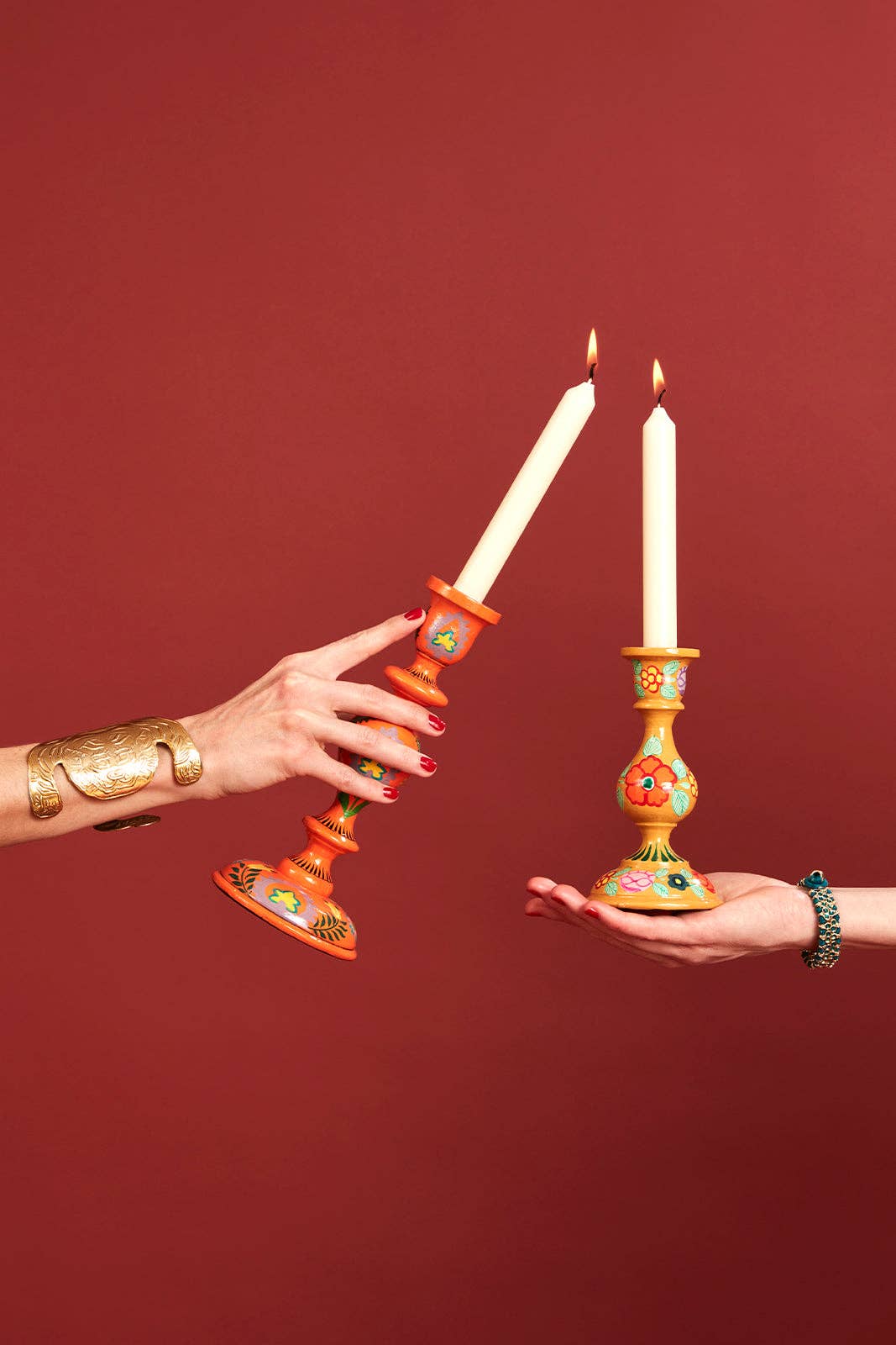 Curiosity Lab - Wholesale Candle Holder - Painted wooden candlestick Srinagar8