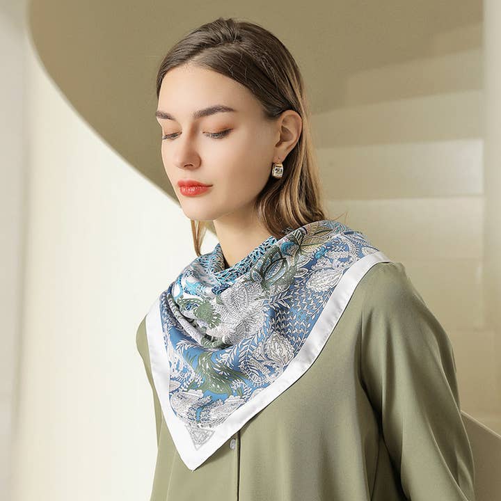 ACCITY - Wholesale Scarf - Women's - Vintage French Print Scarf – 90cm Silk Feel Square_CWASC017216