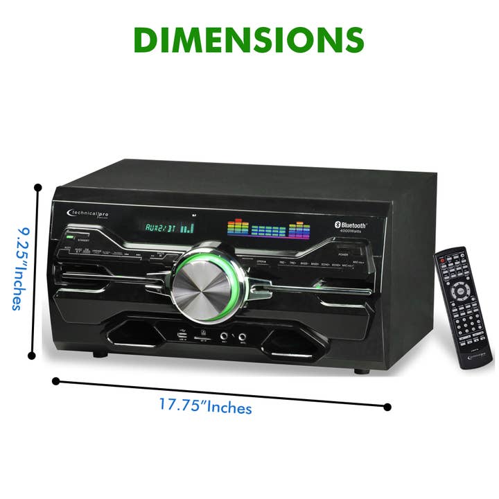 Technical Pro - Wholesale Speakers - 4000W Bluetooth Home Audio Receiver with Built-in DVD Player3